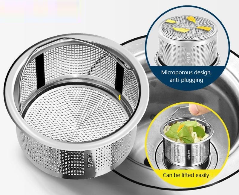 JZS 2 Pack Sink Strainer, 304 Silver Stainless Steel Kitchen Sink Strainer, Anti-Clogging Drain Filter Strainer, Kitchen Sink Drain Strainer and 4CM Deep Kitchen Sink Strainer - Image 5