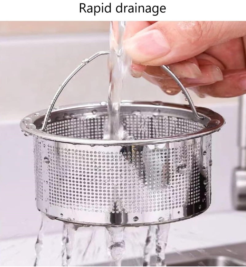 JZS 2 Pack Sink Strainer, 304 Silver Stainless Steel Kitchen Sink Strainer, Anti-Clogging Drain Filter Strainer, Kitchen Sink Drain Strainer and 4CM Deep Kitchen Sink Strainer - Image 4