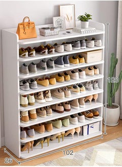 LEDIN Wooden Shoe Rack, Shoe Cabinet, Free Standing Entryway Shoe Organizer, Multi-Function Shoes Cabinet for Boots Shoe Storage Shelf Home Furniture Modern House Office Stand (8 Tiers White)  - Image 3