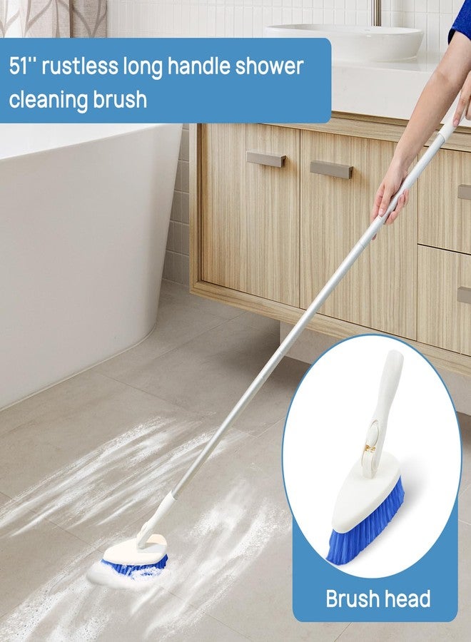 Qaestfy Shower Scrubber Cleaning Brush Combo Bath Tub Tile Cleaner Scrubber Brush with 51'' Adjustable Long Handle Scrub Brush for Bathroom Shower Bathtub Wall Mop Cleaning Scrubbing - Image 3