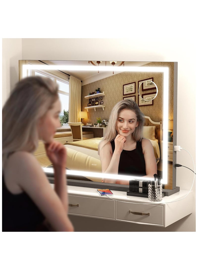 Lighted Vanity Mirror Dimmable Touch Sensor 62x50cm Black - Image 1
