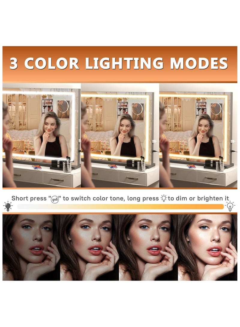 Lighted Vanity Mirror Dimmable Touch Sensor 62x50cm Black - Image 3
