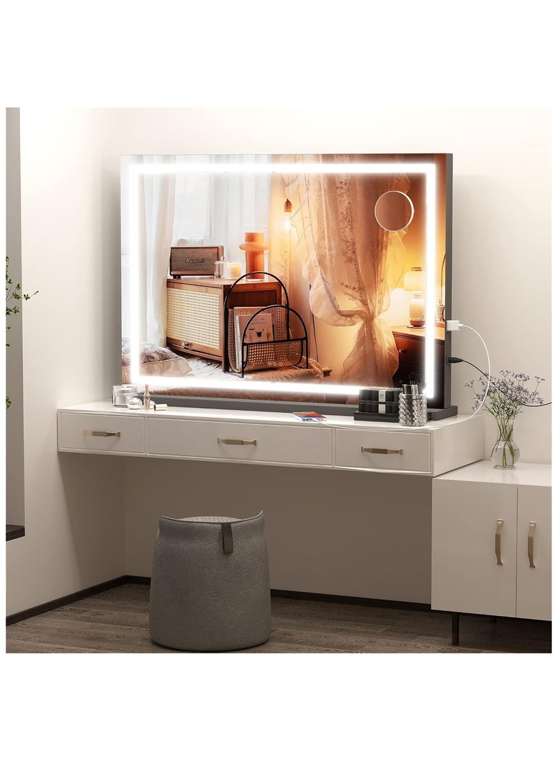 Lighted Vanity Mirror Dimmable Touch Sensor 62x50cm Black - Image 4
