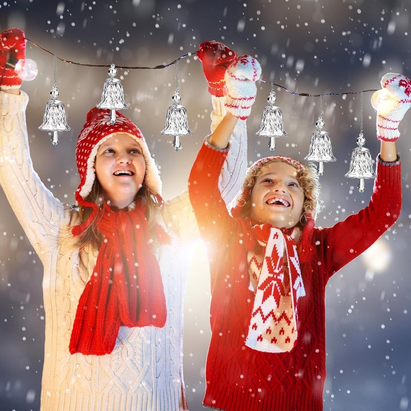 Maxcheck 4 Packs Crystal Glittering Christmas Bell Ornaments Glass Bell Hanging for Christmas Tree Xmas Party Decoration Home Office Supplies(Clear) - Image 5