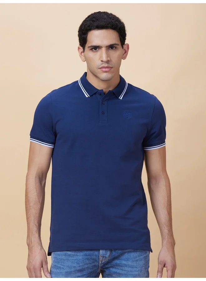 Being Human Mens Navy Polo Collar Short Sleeve Polo T-Shirt