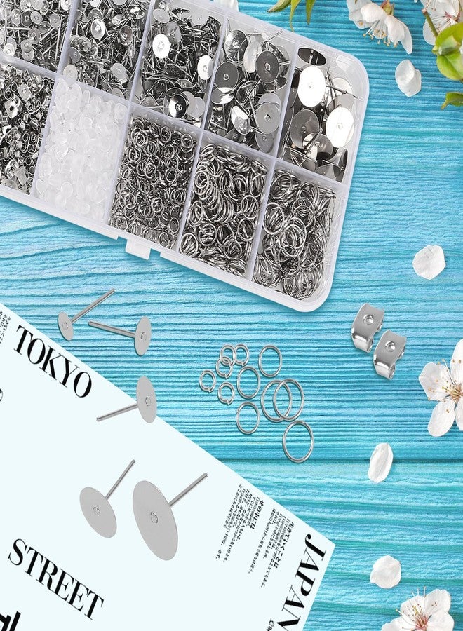 SHUTAO 1650Pcs Earring Posts and Backs Jump Rings Kit Hypoallergenic Earring Studs Butterfly Earring Backs and Rubber Earring Backs Earrings DIY for Jewelry Making Supplies DIY Kit (4mm-10mm) - Image 5