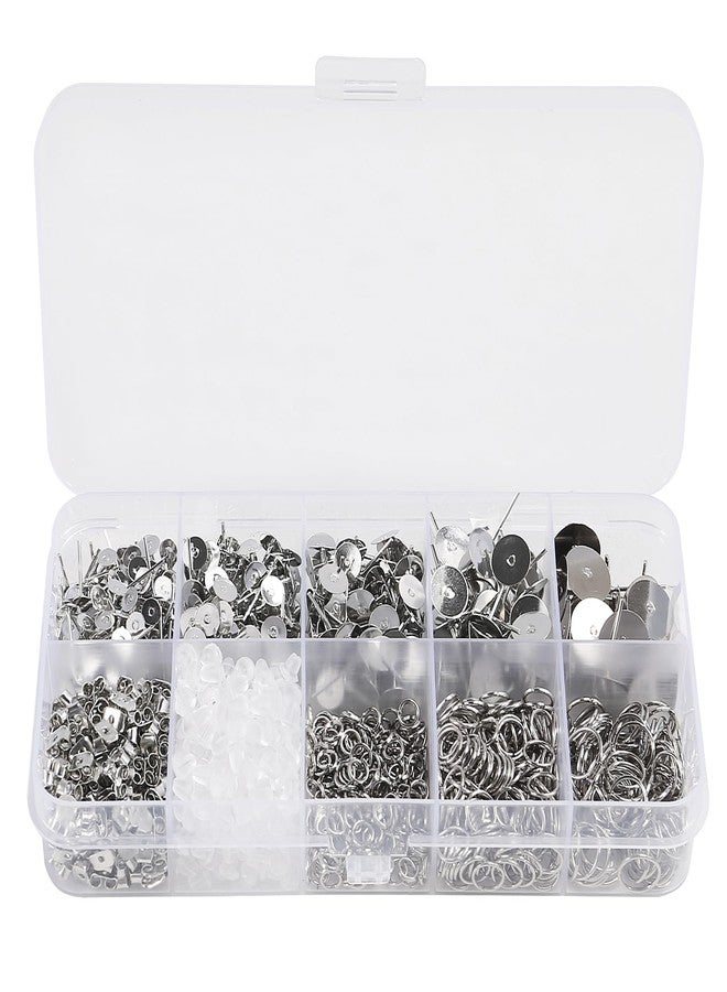 SHUTAO 1650Pcs Earring Posts and Backs Jump Rings Kit Hypoallergenic Earring Studs Butterfly Earring Backs and Rubber Earring Backs Earrings DIY for Jewelry Making Supplies DIY Kit (4mm-10mm) - Image 4