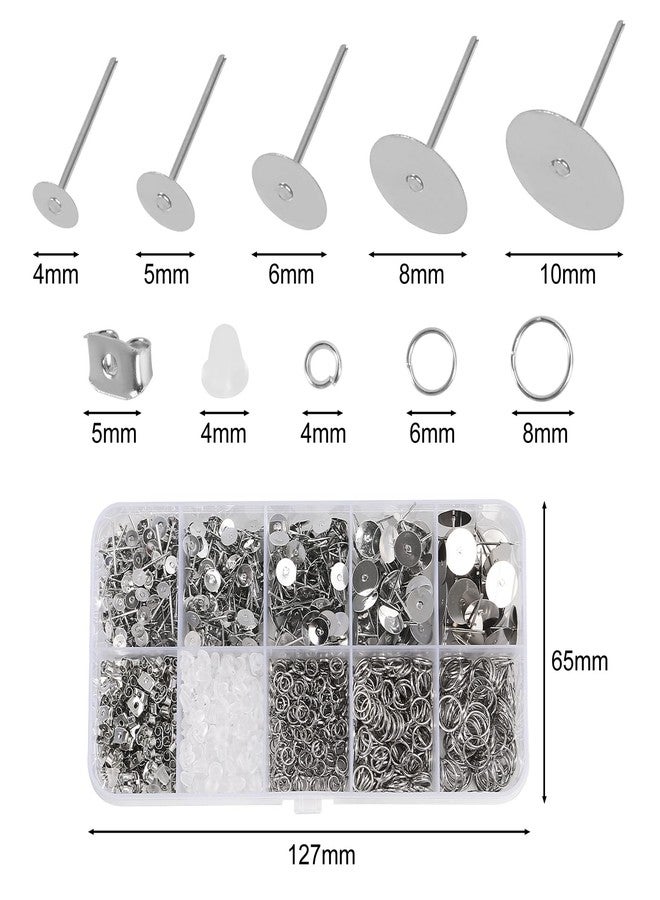 SHUTAO 1650Pcs Earring Posts and Backs Jump Rings Kit Hypoallergenic Earring Studs Butterfly Earring Backs and Rubber Earring Backs Earrings DIY for Jewelry Making Supplies DIY Kit (4mm-10mm) - Image 2