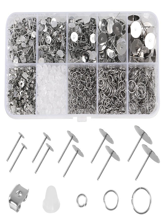 SHUTAO 1650Pcs Earring Posts and Backs Jump Rings Kit Hypoallergenic Earring Studs Butterfly Earring Backs and Rubber Earring Backs Earrings DIY for Jewelry Making Supplies DIY Kit (4mm-10mm) - Image 1