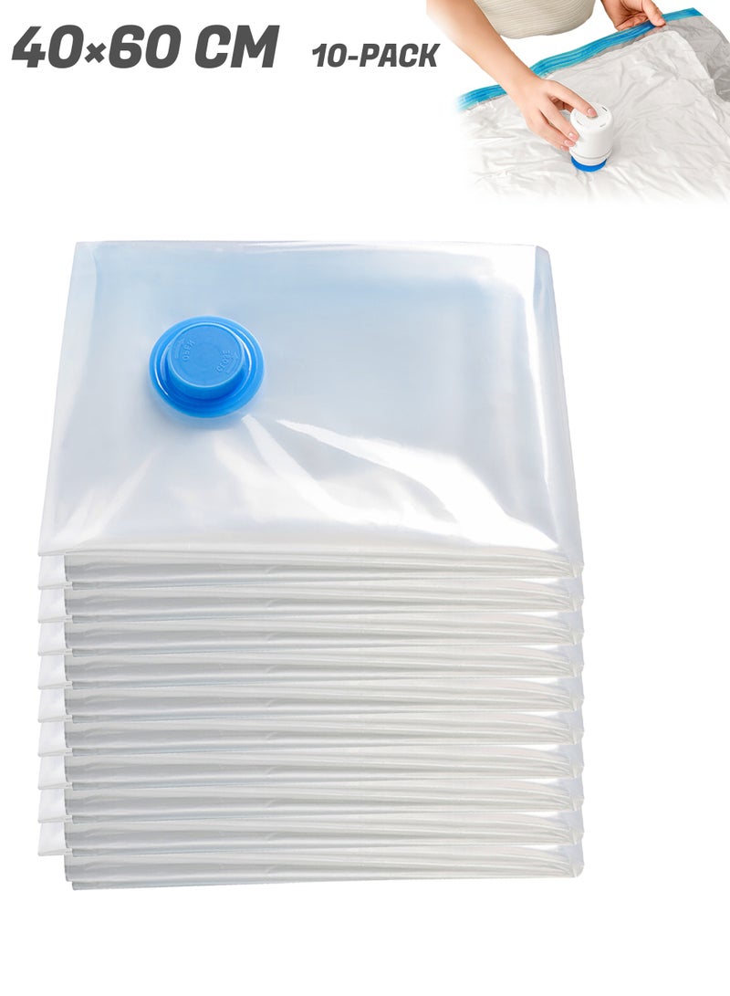 10Pcs Premium Vacuum Storage Bags, Reusable Space Saver Bags for Clothes, Blanket, Duvets, Pillows, Travel, 40x60cm  - Image 1