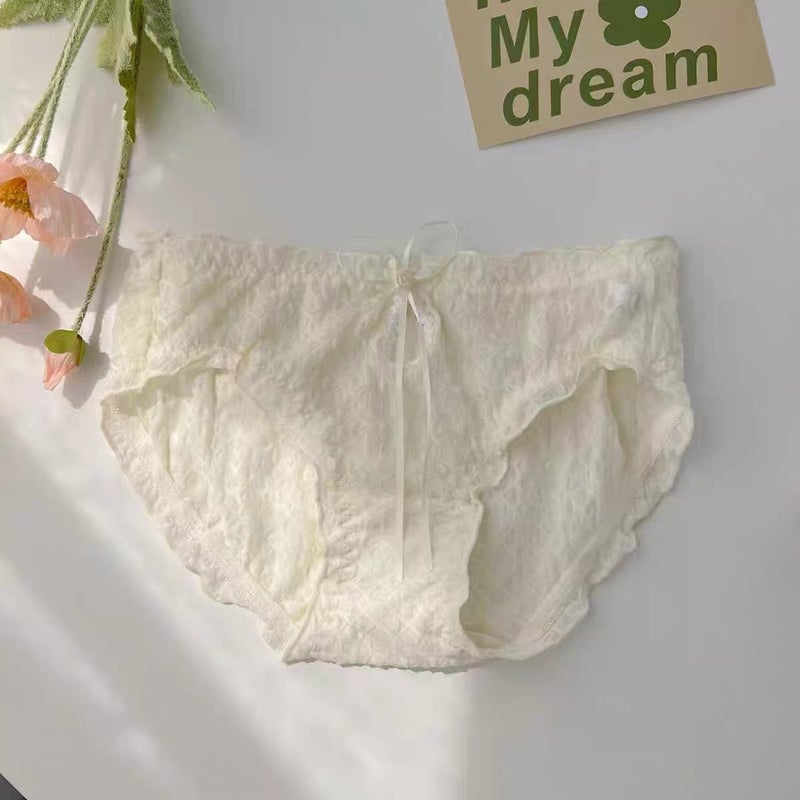 Bowknot Hollow Girl Panties Lace Bubble Cute Black - Image 4