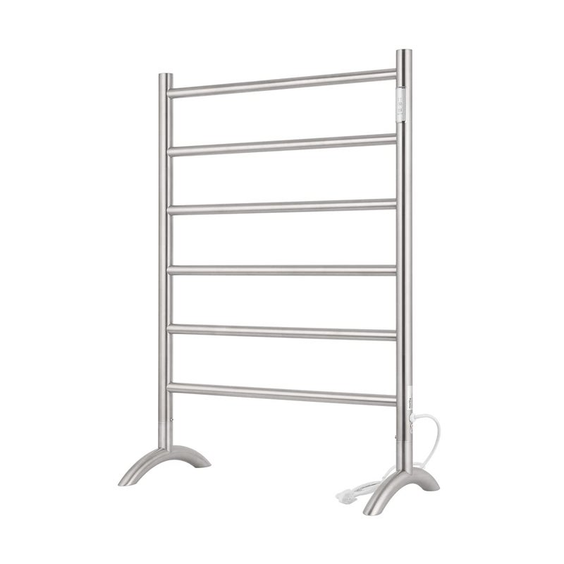 NORTTA Freestanding Towel Warmer 6 Bars Plugin Option 3 Working Modes Brushed Stainless Steel 24 W 34 H