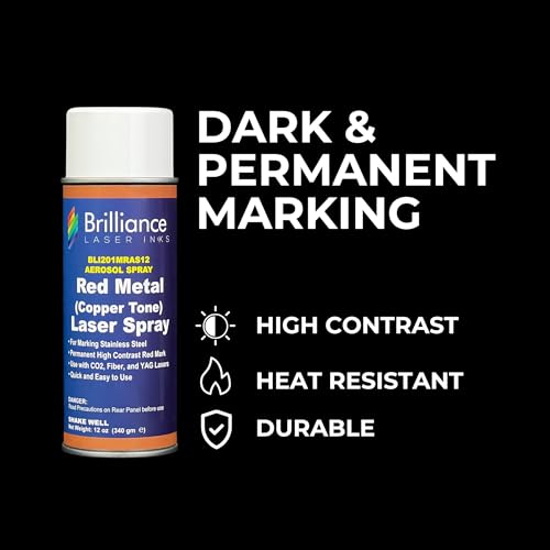 Brilliance Laser Inks 12 Oz Laser Marking Spray - Copper Tone Red, Permanent High Contrast Metal Engraving Aerosol for Fiber, YAG, Diode, and CO2 Laser Engraver Machine, BLI201 - Image 3