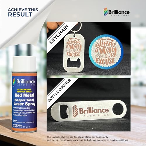 Brilliance Laser Inks 12 Oz Laser Marking Spray - Copper Tone Red, Permanent High Contrast Metal Engraving Aerosol for Fiber, YAG, Diode, and CO2 Laser Engraver Machine, BLI201 - Image 5