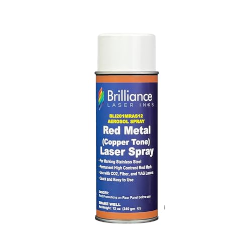 Brilliance Laser Inks 12 Oz Laser Marking Spray - Copper Tone Red, Permanent High Contrast Metal Engraving Aerosol for Fiber, YAG, Diode, and CO2 Laser Engraver Machine, BLI201 - Image 1