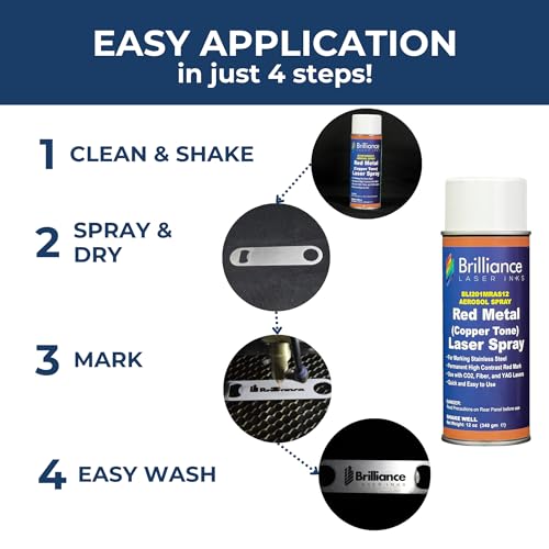 Brilliance Laser Inks 12 Oz Laser Marking Spray - Copper Tone Red, Permanent High Contrast Metal Engraving Aerosol for Fiber, YAG, Diode, and CO2 Laser Engraver Machine, BLI201 - Image 4