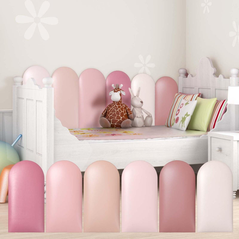 جيتيك 6 قطع من وسائد الحائط للأطفال ذوي التوحد غرفة اللعب مضادة للاصطدام 3D 15.75 × 7.87 بوصة لوح رأس قابل للإزالة ولصق لوحات حائط مبطنة لحماية الحضانة سلسلة الوردي