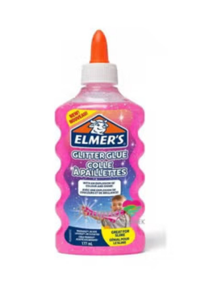 Elmer's PVA Glitter Glue | Pink | 177 mL | Washable & Kid Friendly | Great for Making Slime & Crafting - Image 1