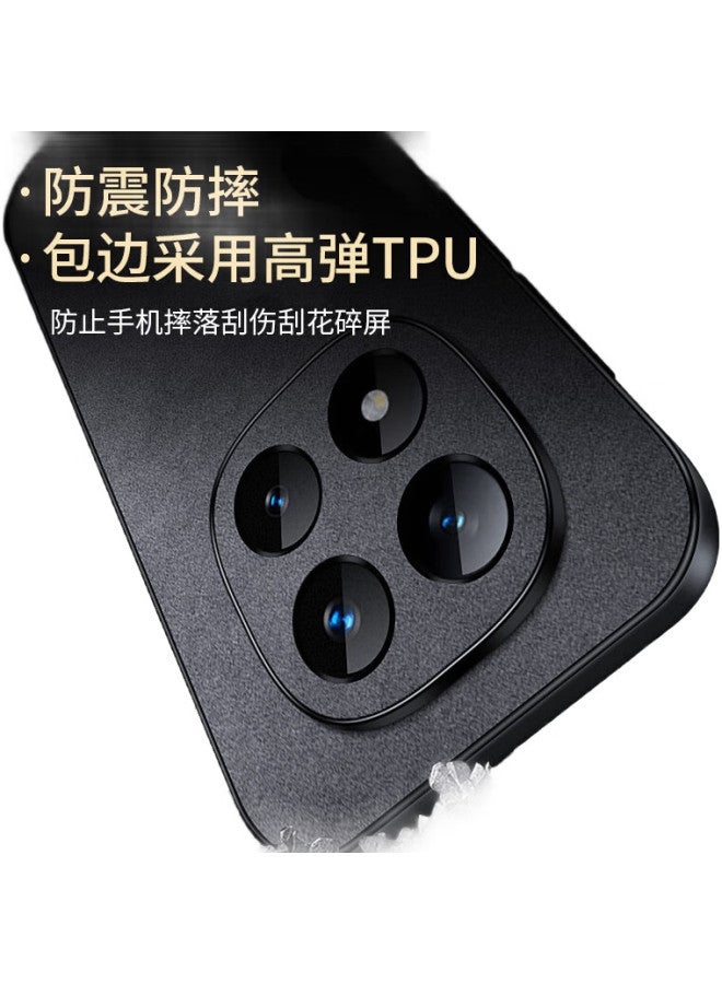 Shangsu Redmi Note 14 Pro+ Phone Case Redmi 14 Pro+ Protective Cover Anti-Fall Lens Full Package Simple Xiaomi Sheepskin Silicone Case Black - Image 2