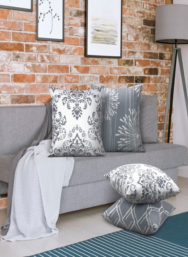 Coliuso Decorative Throw Pillow Covers 18x18 Set of 4, Grey and White Modern Simple Square Pillow Case Cushion Cover for Sofa Couch Farmhouse Outdoor Living Room (Gray and White, 18" x18") - Image 5