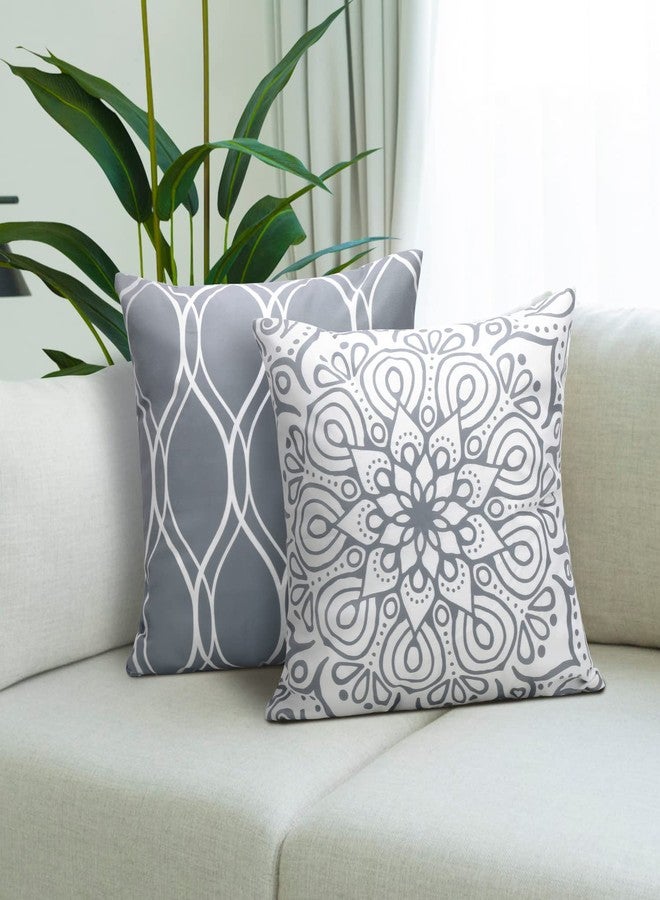 Coliuso Decorative Throw Pillow Covers 18x18 Set of 4, Grey and White Modern Simple Square Pillow Case Cushion Cover for Sofa Couch Farmhouse Outdoor Living Room (Gray and White, 18" x18") - Image 2