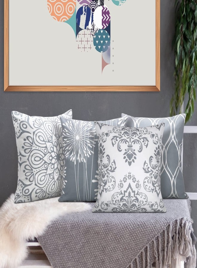 Coliuso Decorative Throw Pillow Covers 18x18 Set of 4, Grey and White Modern Simple Square Pillow Case Cushion Cover for Sofa Couch Farmhouse Outdoor Living Room (Gray and White, 18" x18") - Image 3