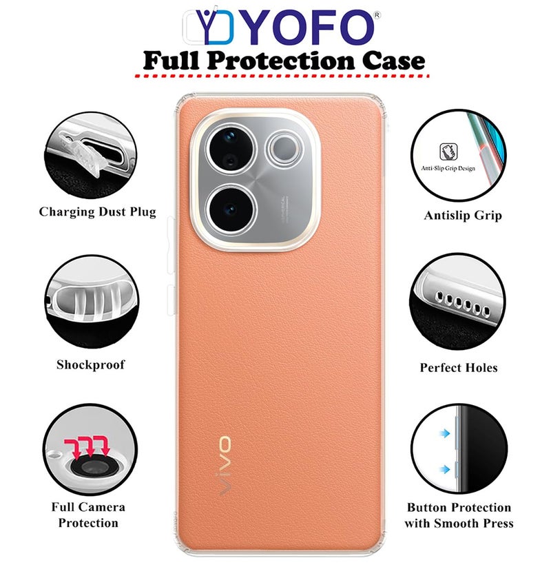YOFO Silicon Back Cover Case for Vivo T3 Pro (5G) / iQOO Z9s Pro (5G) (Transparent) Camera Protection with Dust Plug - Image 2