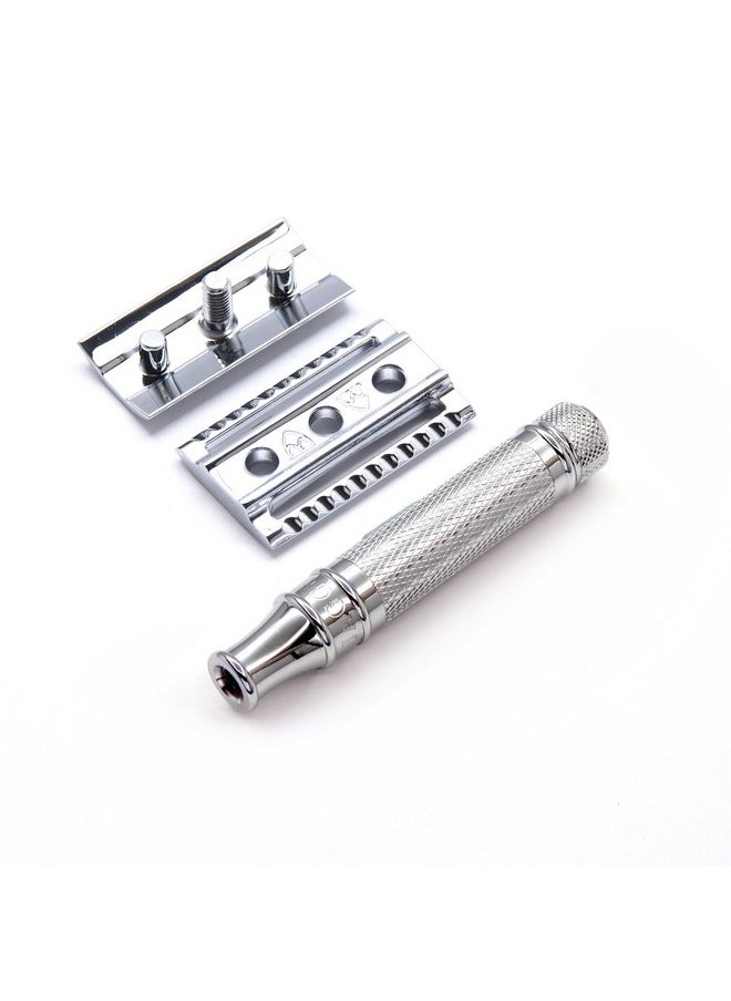Edwin Jagger - Edwin Jagger DES89KN Short Handled Classic Double Edge Manual Eco-Friendly and Reusable Safety Razor for Men and Women for Shaving Cream or Soap Fits All DE Razor Blades (Knurled) - Image 1