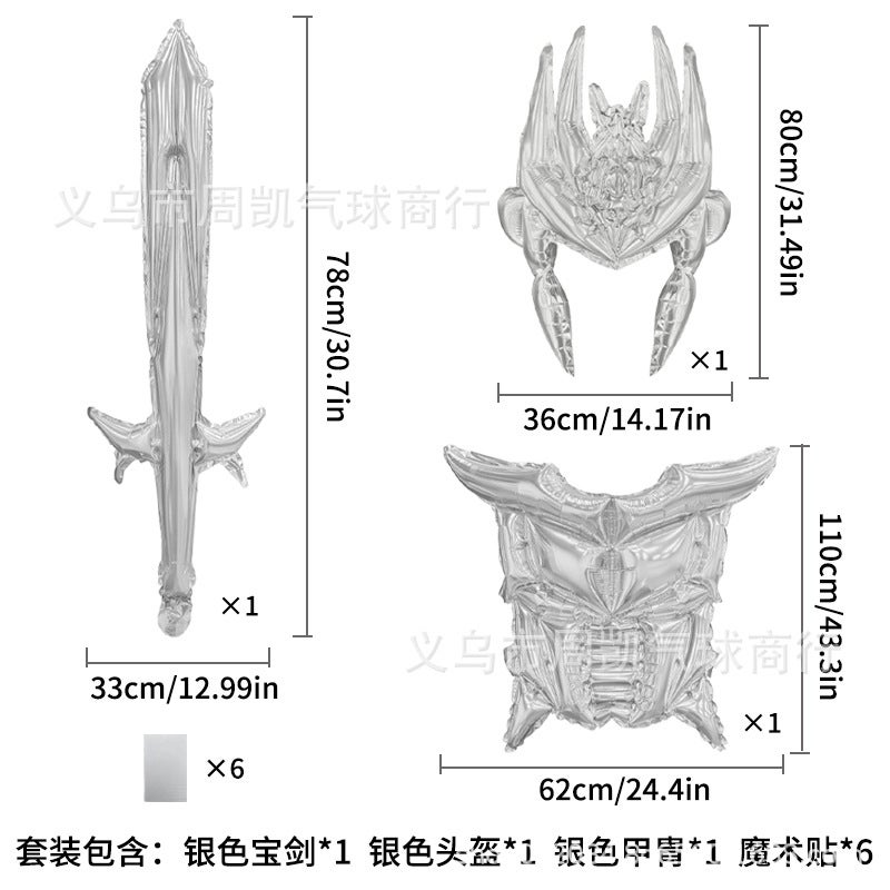 Kids Knight Armor Balloon Set for Party Silver Armor Set