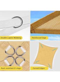 TOMSHOO Sun Shade Sail Rectangle Sun Shade Canopy Water Permeable UV Block Sunshade Sail Shade for Backyard Yard Deck Patio Garden Outdoor Activities Sunshade Cover  - Image 5