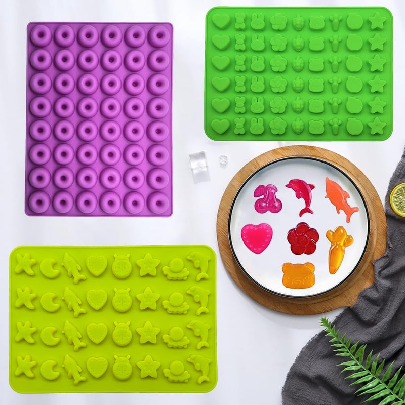 Ahorasky Gummy Candy Molds - Silicone Gummy Dinosaur/Marine Animal/Donut/Small Hearts Shapes/Fruit Snack Mold with 2pcs Dropper,Non-stick and Bpa Free for Mini Candy Chocolate Gummies Baking - Image 5