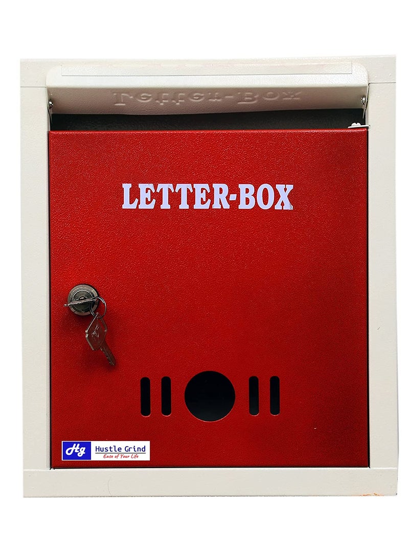 Hustle Grind Hustle Grind Mail BoxLetter Box for Home and Office Gate and Wall Mount with Key Lock Big Size Red  - Image 4