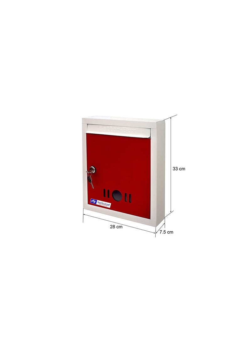 Hustle Grind Hustle Grind Mail BoxLetter Box for Home and Office Gate and Wall Mount with Key Lock Big Size Red  - Image 2