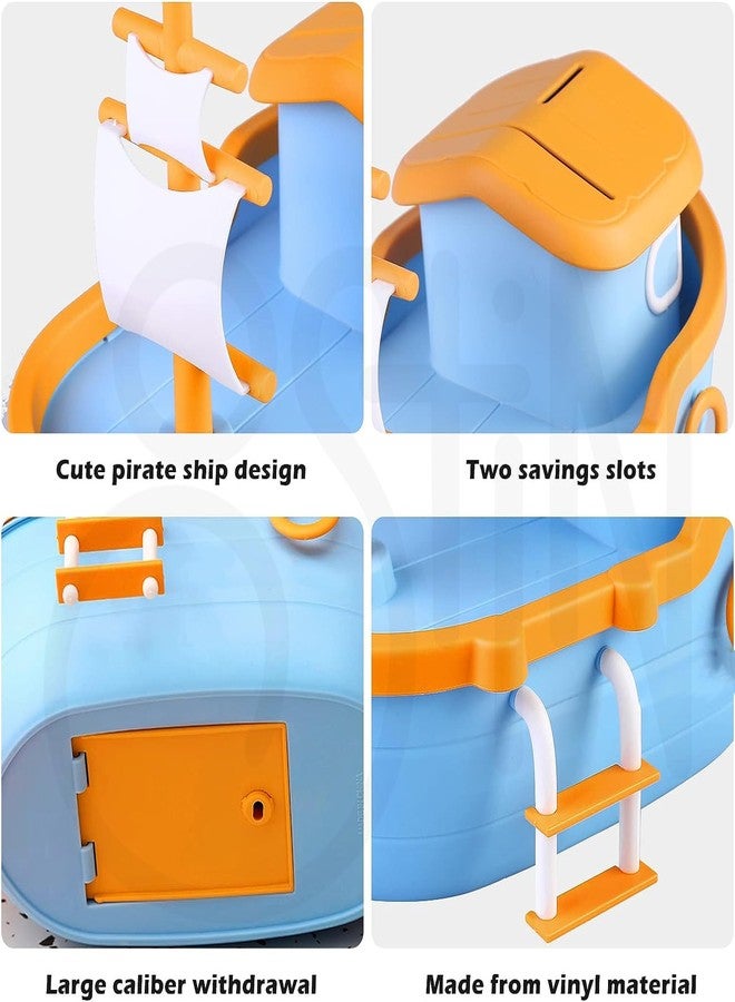 Ostin Cash Box with Key Lock, Piggy Bank with Boat Key, Pirate Ship Money Box for Children - Image 3