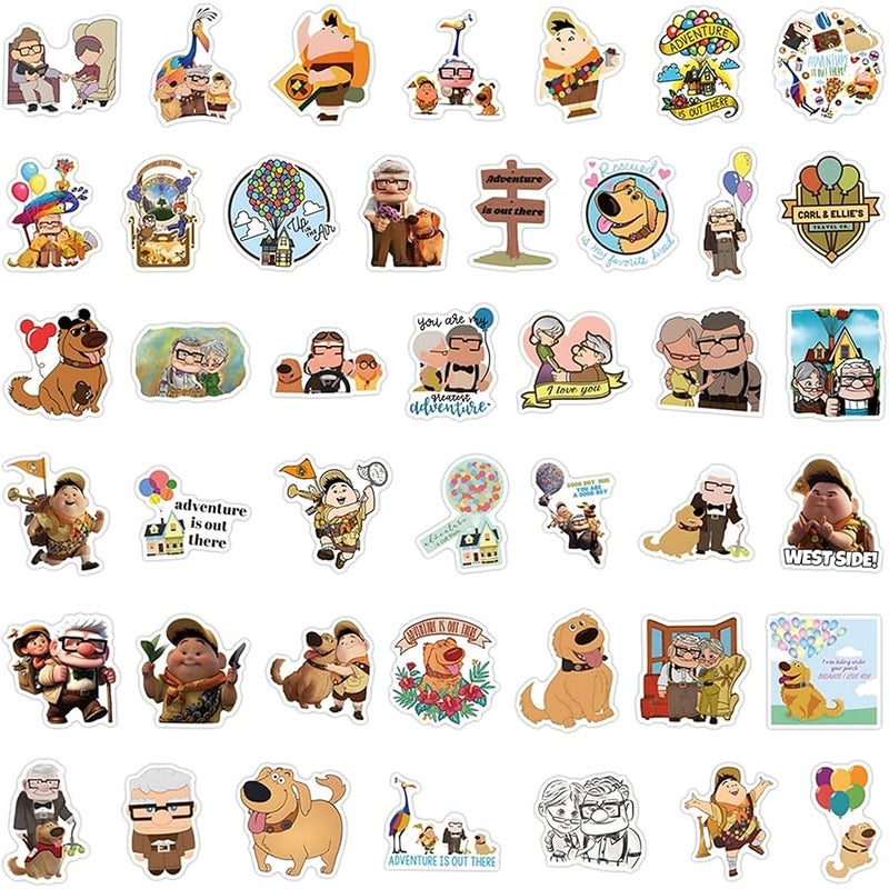 LHST 50Pcs Pixar UP Stickers Pack Waterproof Sticker Cartoon Film Decals for Water Bottle,Laptop,Phone,Skateboard,Scrapbooking,Bumper Gifts for Kids Teens Adults for Party Supply Favor (Pixar UP) - Image 5