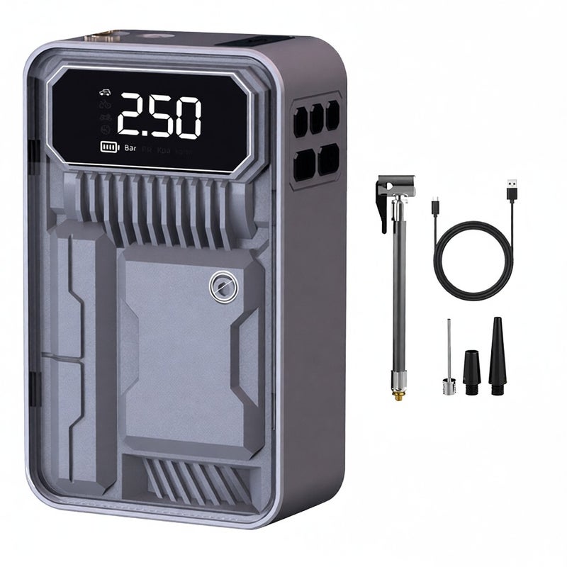 3in1 Car Air Pump Portable Electric Auto Tyre Inflator Digital Display with LED Light Illumination Powerbank and Pressure Preset Function  for Car Bicycle Inflatable Toy Ball - Image 1