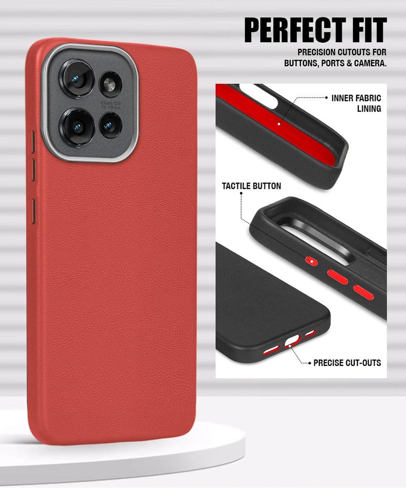 WOW IMAGINE Back Cover for Motorola Moto Edge 50 5G | Ultra Slim Flexible Non-Slip Grip | Inner Fabric | Metal Camera Ring & Lightweight Soft Silicone Mobile Case – Crimson Red - Image 3