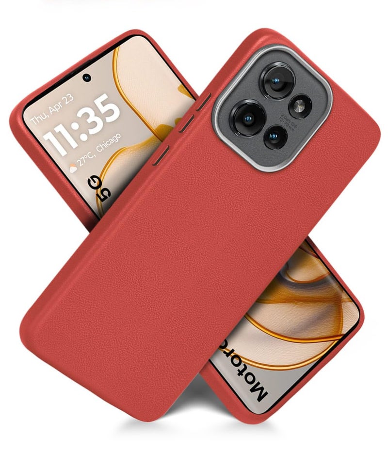 WOW IMAGINE Back Cover for Motorola Moto Edge 50 5G | Ultra Slim Flexible Non-Slip Grip | Inner Fabric | Metal Camera Ring & Lightweight Soft Silicone Mobile Case – Crimson Red - Image 2