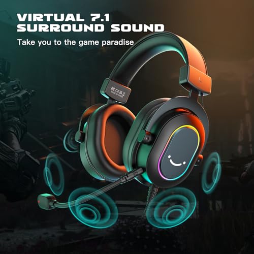 FIFINE سماعة ألعاب FIFINE للكمبيوتر - سماعات سلكية مع ميكروفون - صوت محيطي 7.1 لسماعة USB للكمبيوتر المحمول، سماعات بث على PS4/PS5، مع وضع EQ، RGB، وسادات أذن ناعمة - AmpliGame H6 - Image 2