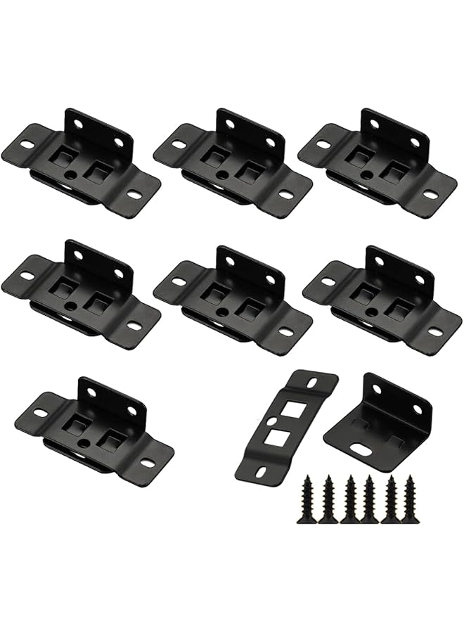 S-TOP 10 Pack Heavy-Duty Stainless Steel Corner Brackets, L-Shape & Right Angle Furniture Joint Connectors with Screws for Drawers, Cabinets, Tables & Shelves, Fit Black Finish Support - Image 1