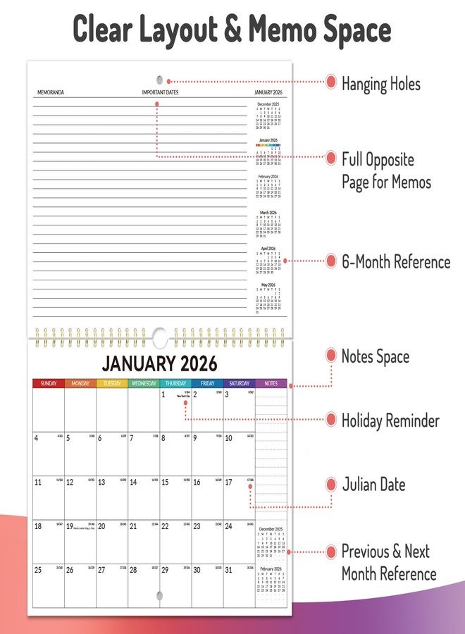 Forvencer 2026 Calendar, 20-Month Wall Calendars, Nov 2025 to Jun 2027, 11" x 8.5" Monthly Planner with Full Page Notes Section & Stickers, Unruled Blocks, Spiral Binding Hanging for Home Office - Image 3