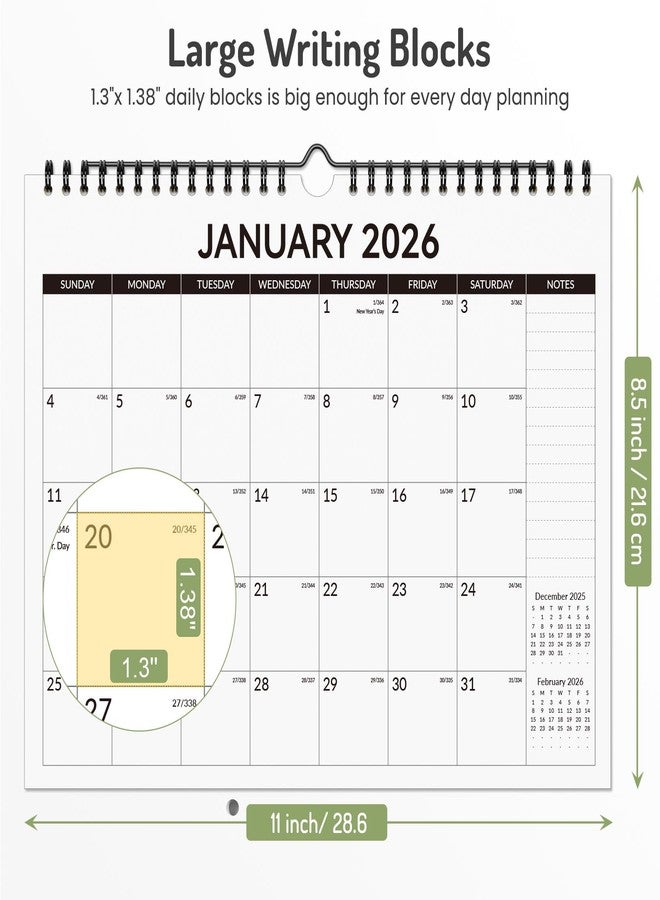 Forvencer 2026 Calendar, 20-Month Wall Calendars, Nov 2025 to Jun 2027, 11" x 8.5" Monthly Planner with Full Page Notes Section & Stickers, Unruled Blocks, Spiral Binding Hanging for Home Office - Image 4
