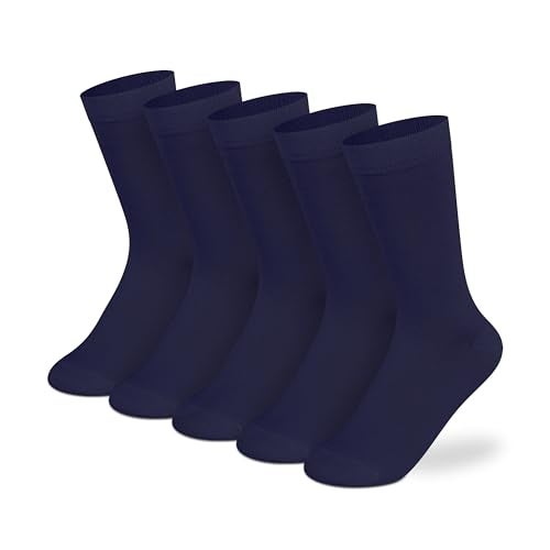 Supersox Regular Length School Uniform Socks for Kids | Breathable Cotton | Anti-Odour & Moisture Absorbent | Durable Welt for All-Day Comfort | Blue | 5 to 6 Years | Pack of 5 - Image 1