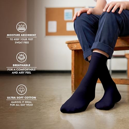Supersox Regular Length School Uniform Socks for Kids | Breathable Cotton | Anti-Odour & Moisture Absorbent | Durable Welt for All-Day Comfort | Blue | 5 to 6 Years | Pack of 5 - Image 4
