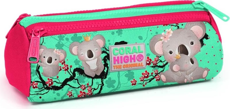 CORAL HIGH Kids Neon Coral Three Compartment Pencil Bag 22013 