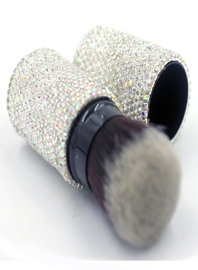 Bestbling Bling Rhinstones Retractable Brush for Face Makeup & Foundation for Liquid, Cream and Powder Face Makeup (Silver) - Image 3