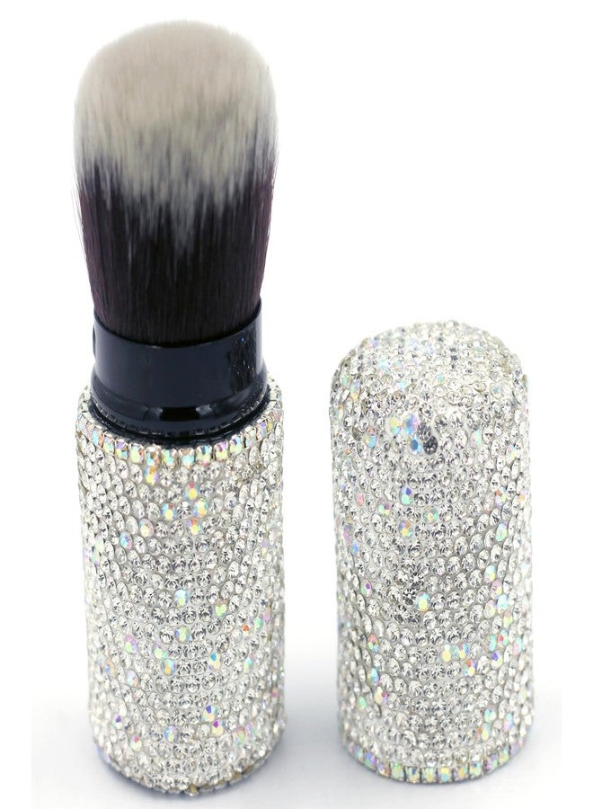 Bestbling Bling Rhinstones Retractable Brush for Face Makeup & Foundation for Liquid, Cream and Powder Face Makeup (Silver) - Image 1