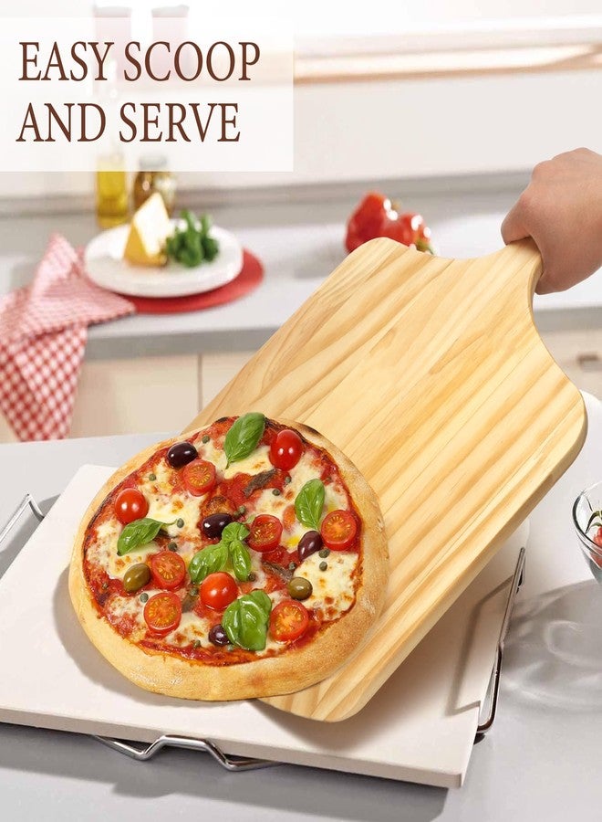 LotFancy Pizza Peel 12 inch, Wood Pizza Spatula Paddle, Pizza Cutting Board with Handle, Wood Serving Tray for Charcuterie Cheese - Image 3