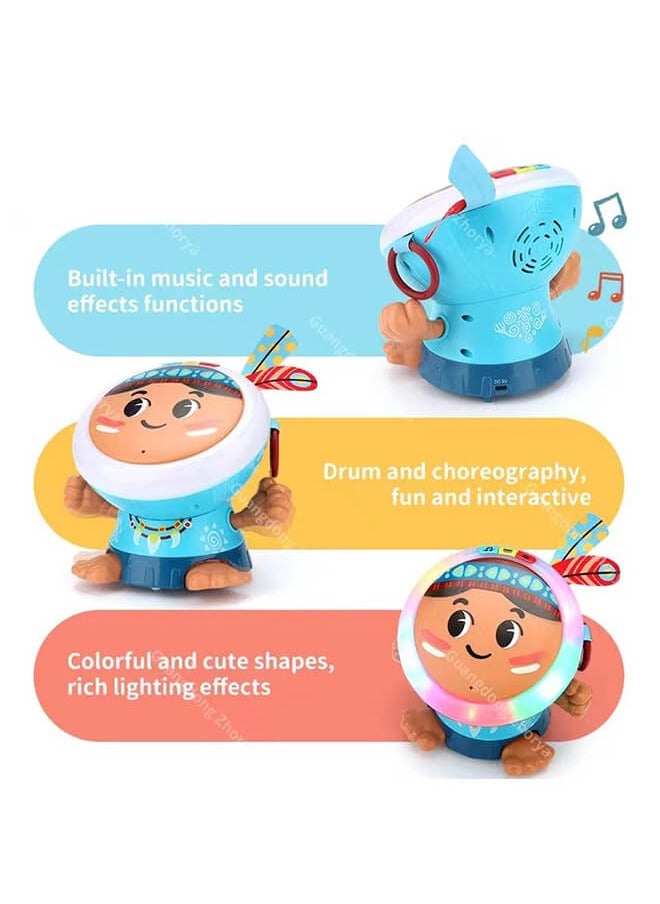 Two Musical Hand Drums for Children Aged 0 to 1 Year: Educational Toys to Develop Skills