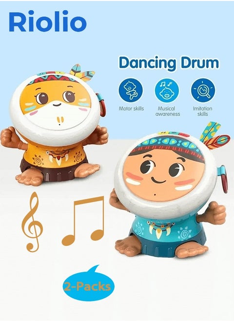 Two Musical Hand Drums for Children Aged 0 to 1 Year: Educational Toys to Develop Skills